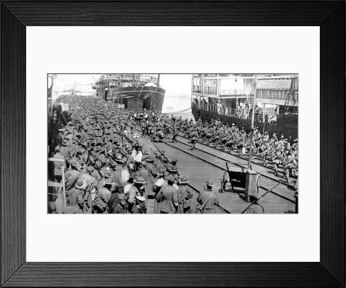 Framed Print : The departure from Melbourne of the Australian expedition for the Great War Framed Print : The departure from Melbourne of the Australian expedition for the Great War