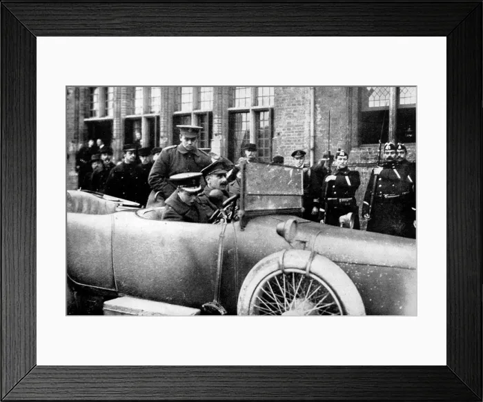 Framed Print : After King Georges review: The Prince of Wales (driving) and Prince Alexander of Teck returning