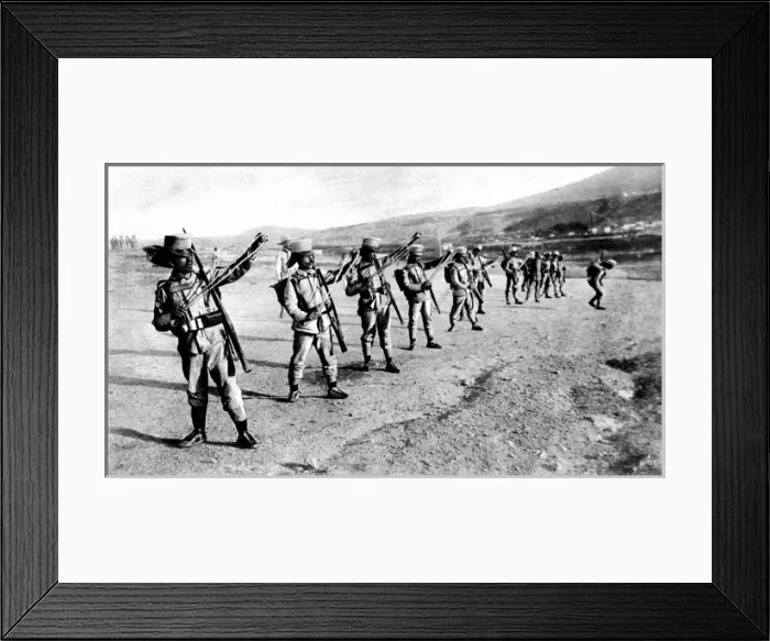 Framed Print : Hand grenades, the sling-method of throwing them used by Spanish troops