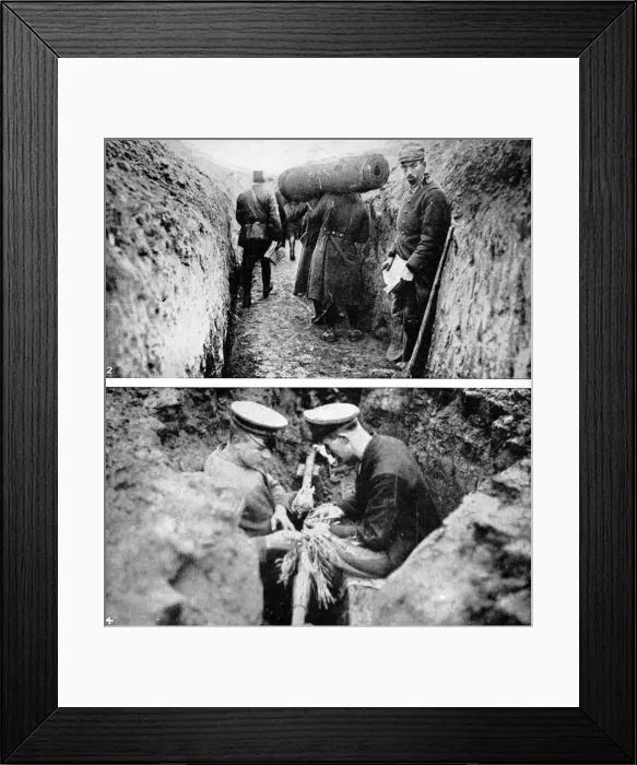Framed Print : A German communication trench, mending an underground cable Framed Print : A German communication trench, mending an underground cable