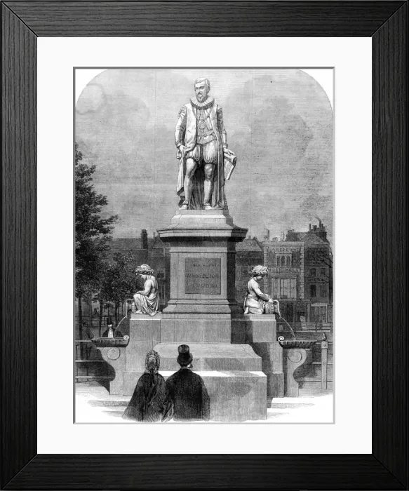 Framed Print : Statue of Sir Hugh Myddelton, Islington Green, 1862 Framed Print : Statue of Sir Hugh Myddelton, Islington Green, 1862