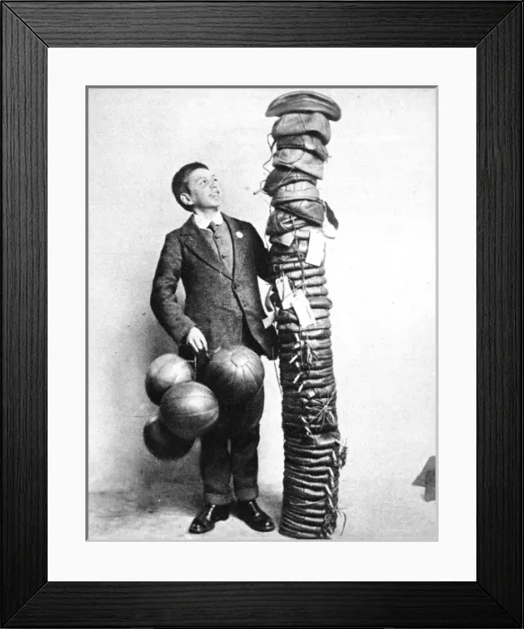 Framed Print : Footballs as gifts for men at the front