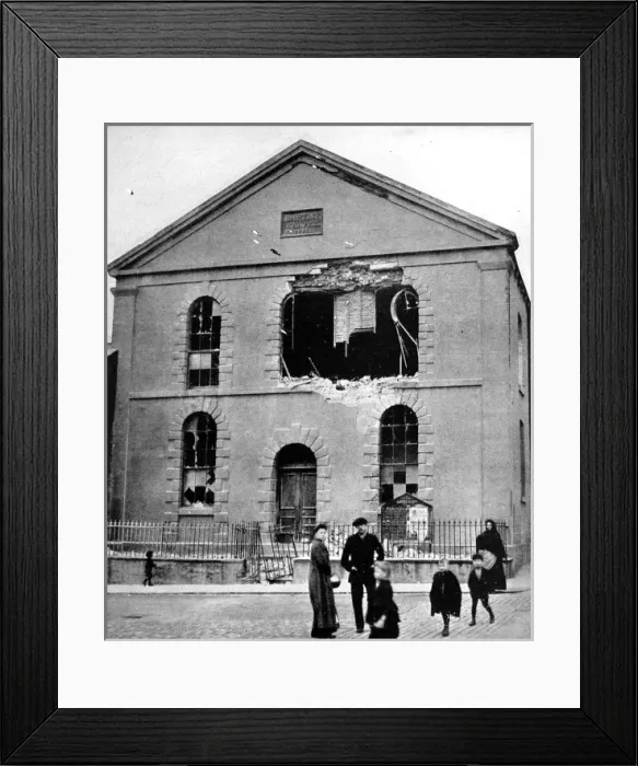 Framed Print : Baptist chapel in Hartlepool hit by German east coast raid - WWI