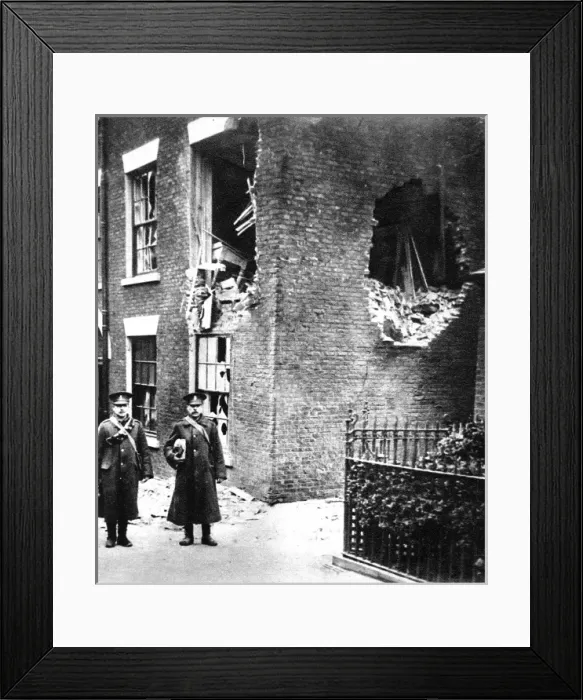 Framed Print : Scarborough after the German east coast bombardment: Kingscliffe camp offices damaged by a shell Framed Print : Scarborough after the German east coast bombardment: Kingscliffe camp offices damaged by a shell
