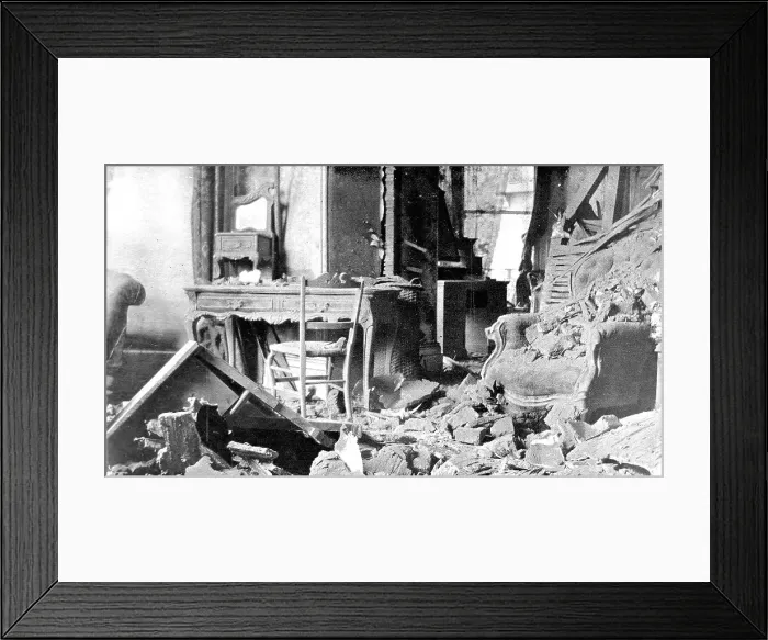 Framed Print : A scene of the destruction of the German east coast raid in a house at Scarborough Framed Print : A scene of the destruction of the German east coast raid in a house at Scarborough
