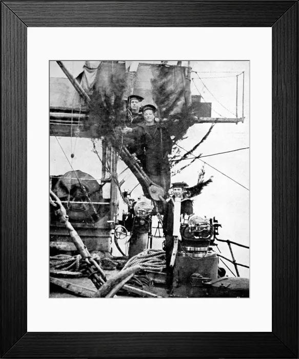 Framed Print : Christmas decorations on a British warship