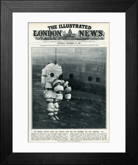 Framed Print : Deep-sea diving suit, for salvage work on HMS M1 subrine Framed Print : Deep-sea diving suit, for salvage work on HMS M1 subrine