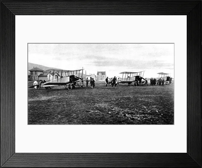 Framed Print : British biplanes about to start for Friedrichshafen