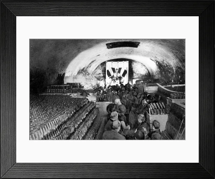 Framed Print : Wine vaults as a chapel: Christmas in much bombarded Rheims Framed Print : Wine vaults as a chapel: Christmas in much bombarded Rheims
