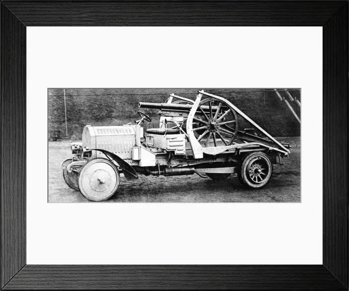 Framed Print : The German use of motor traction for field artillery: A specially designed car for conveying a light