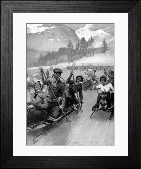 Framed Print : Bobsleigh Races on an ice-rink, St. Moritz, 1909