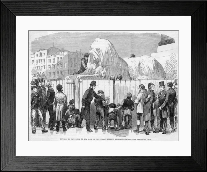 Framed Print : Construction of the Lions, Trafalgar Square, London, 1867