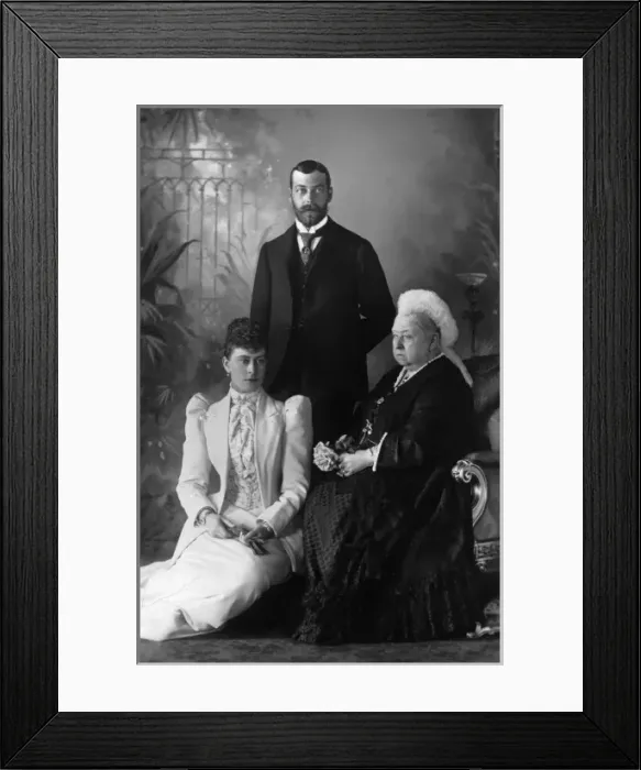 Framed Print : Queen Victoria with King George and Queen Mary, 1893 Framed Print : Queen Victoria with King George and Queen Mary, 1893