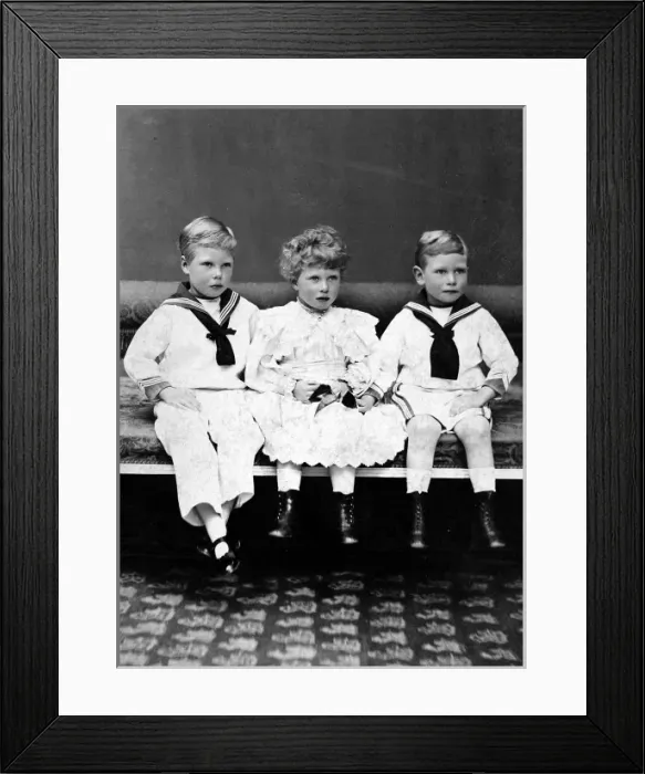 Framed Print : Edward VIII, Princess Mary and George VI when children, c. 19 Framed Print : Edward VIII, Princess Mary and George VI when children, c. 19
