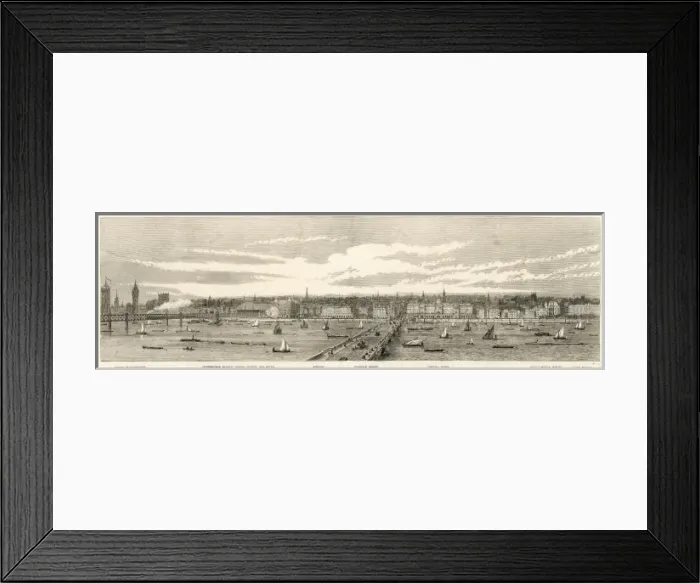 Framed Print : North Bank of the Thames from Westminster to Temple, London Framed Print : North Bank of the Thames from Westminster to Temple, London