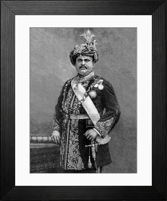 Framed Print : Maharajah Takhtsingjie, Maharajah of Bhownugar, 1893
