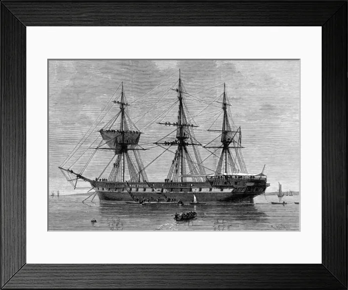 Framed Print : T. S. Arethusa at Greenhithe, 1875 Framed Print : T. S. Arethusa at Greenhithe, 1875
