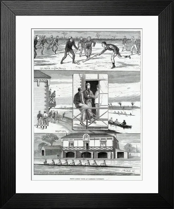 Framed Print : Series of sketches showing Prince Albert Victor, Duke of Clarence (1864 - 1892), involved in a series of sporting activities while at Cambridge University Framed Print : Series of sketches showing Prince Albert Victor, Duke of Clarence (1864 - 1892), involved in a series of sporting activities while at Cambridge University