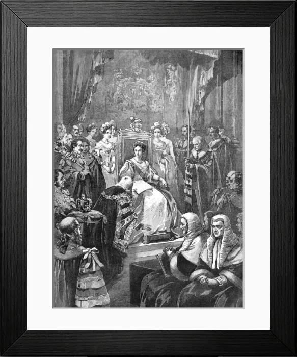 Framed Print : Queen Victoria opening her first Parliament Framed Print : Queen Victoria opening her first Parliament