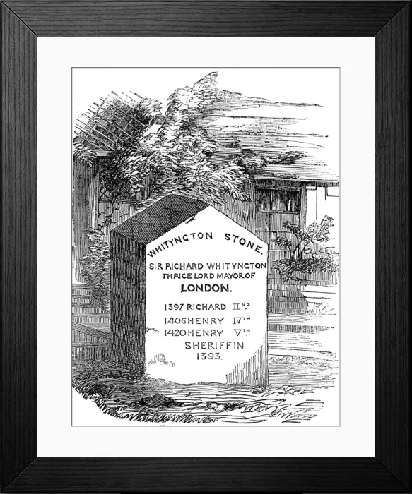 Framed Print : The Whityngton Stone, Holloway, London, 1854
