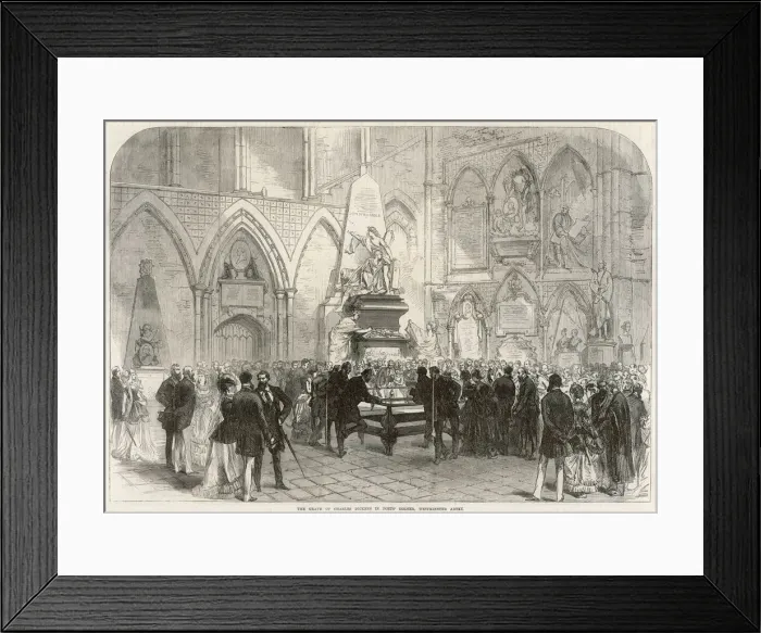 Framed Print : The Grave of Charles Dickens, Westminster Abbey, 1870 Framed Print : The Grave of Charles Dickens, Westminster Abbey, 1870