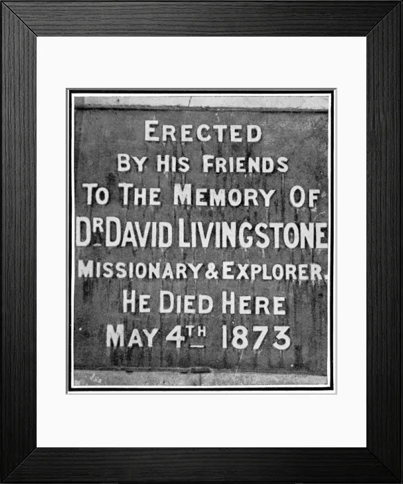 Framed Print : The Inscription on the Chitambo Monument, 1907