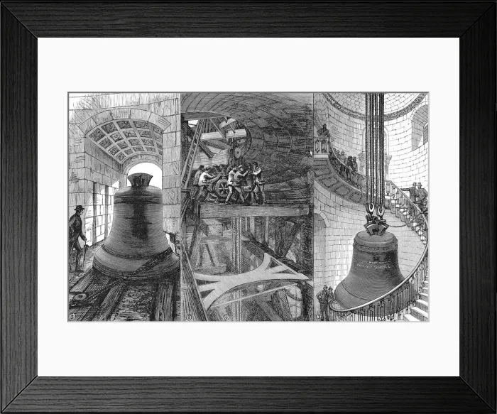 Framed Print : Raising the Great Bell into the Tower of St. Pauls Cathedra Framed Print : Raising the Great Bell into the Tower of St. Pauls Cathedra