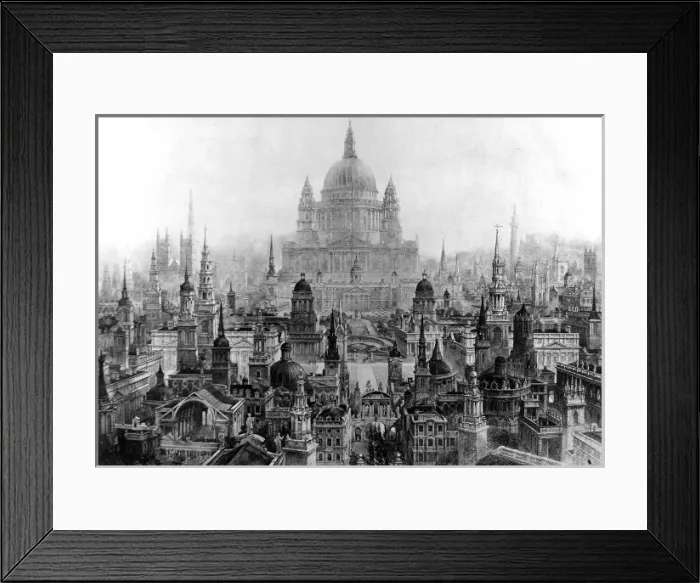 Framed Print : Perspective Conspectus of the principal buildings of Sir Chr Framed Print : Perspective Conspectus of the principal buildings of Sir Chr