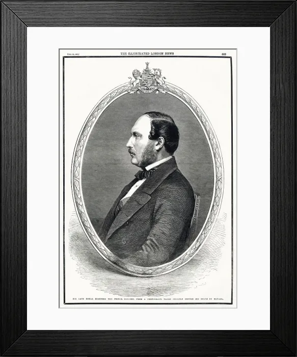 Framed Print : Prince Albert (1819 - 1861), consort of Queen Victoria, engraving taken shortly before the Prince's death. Date: 1861 Framed Print : Prince Albert (1819 - 1861), consort of Queen Victoria, engraving taken shortly before the Prince's death. Date: 1861