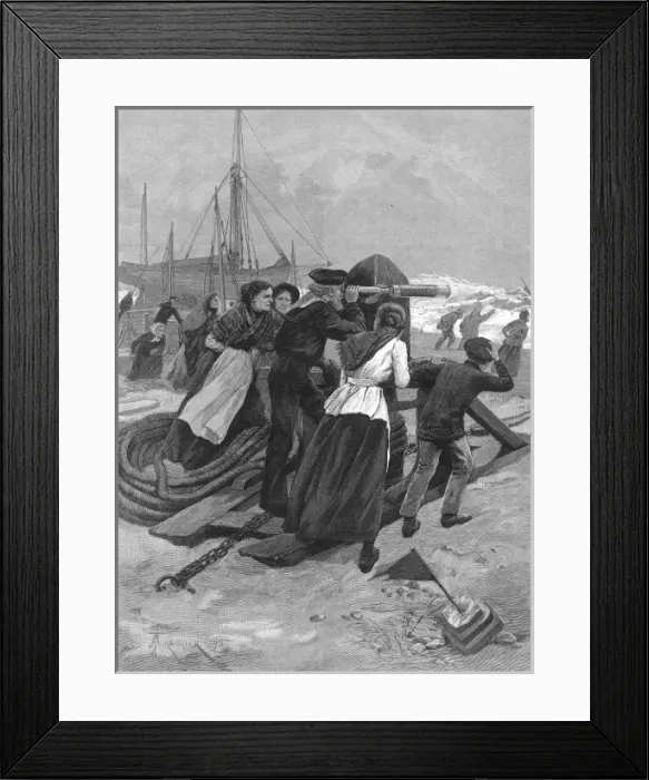 Framed Print : Fisher folk awaiting a boat, 1895 Framed Print : Fisher folk awaiting a boat, 1895