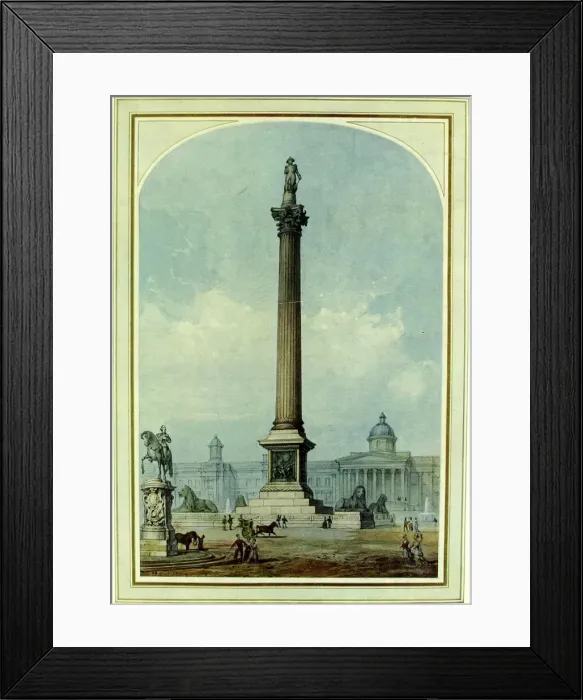 Framed Print : Painting of the Nelson column, Trafalgar Square