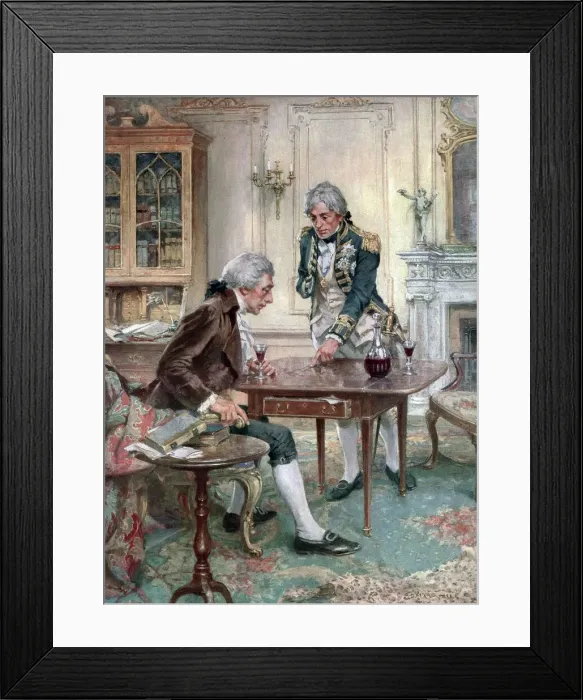 Framed Print : Nelson outlining his battle plans for Trafalgar, 1805 Framed Print : Nelson outlining his battle plans for Trafalgar, 1805