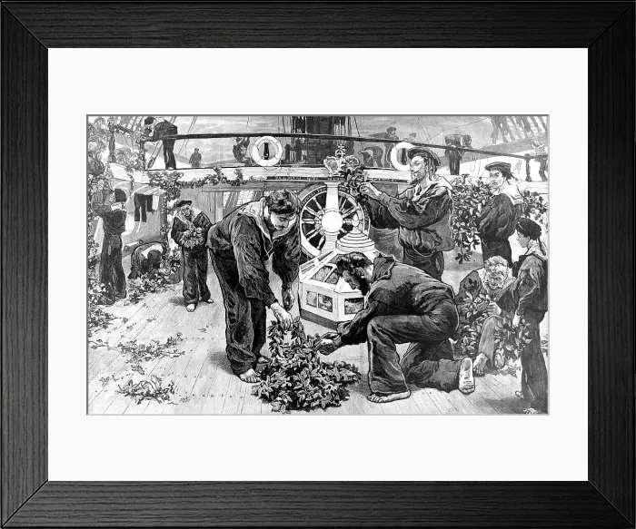 Framed Print : British sailors decorating the Victory on the anniversary