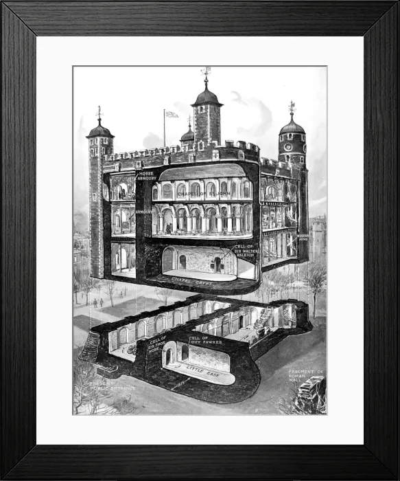 Framed Print : Cut-away Diagram of the Tower of London, 1913 Framed Print : Cut-away Diagram of the Tower of London, 1913