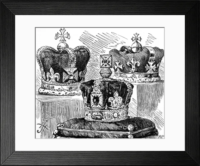 Framed Print : Three Crowns at the Tower of London, 1885 Framed Print : Three Crowns at the Tower of London, 1885