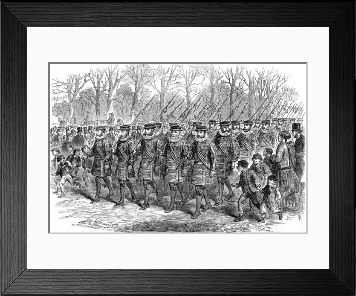 Framed Print : Yeomen of the Guard marching through London, 1869