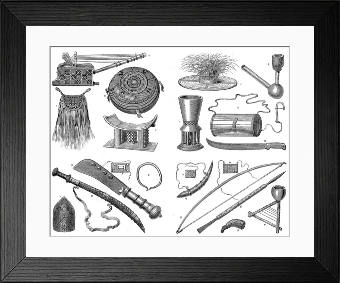 Framed Print : The Ashanti War (1873-74) - Ashanti implements and weapons