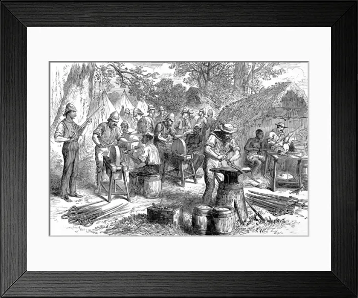 Framed Print : The Ashanti War (1873-74) - Sharpening cutlasses at Prahsu Framed Print : The Ashanti War (1873-74) - Sharpening cutlasses at Prahsu