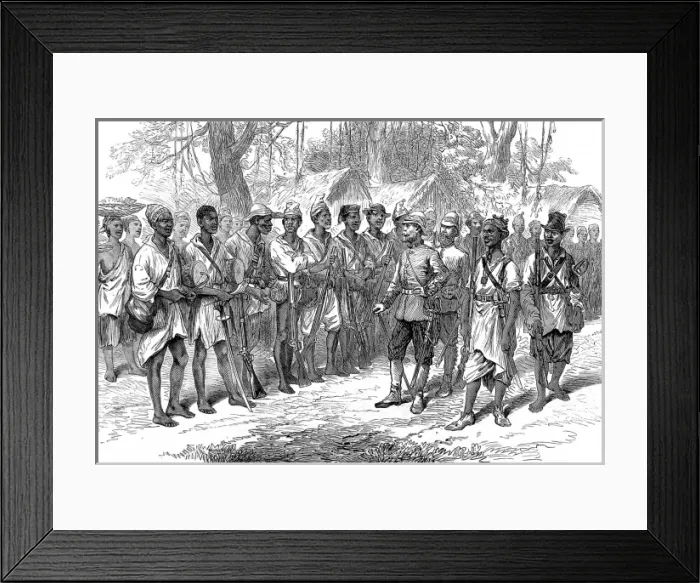 Framed Print : The Ashanti War (1873-74) - Inspecting troops at Prahsu Framed Print : The Ashanti War (1873-74) - Inspecting troops at Prahsu