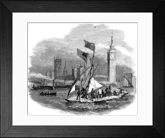 Framed Print : Captain Urquharts Life Preserving Raft, River Thames, 1858 Framed Print : Captain Urquharts Life Preserving Raft, River Thames, 1858