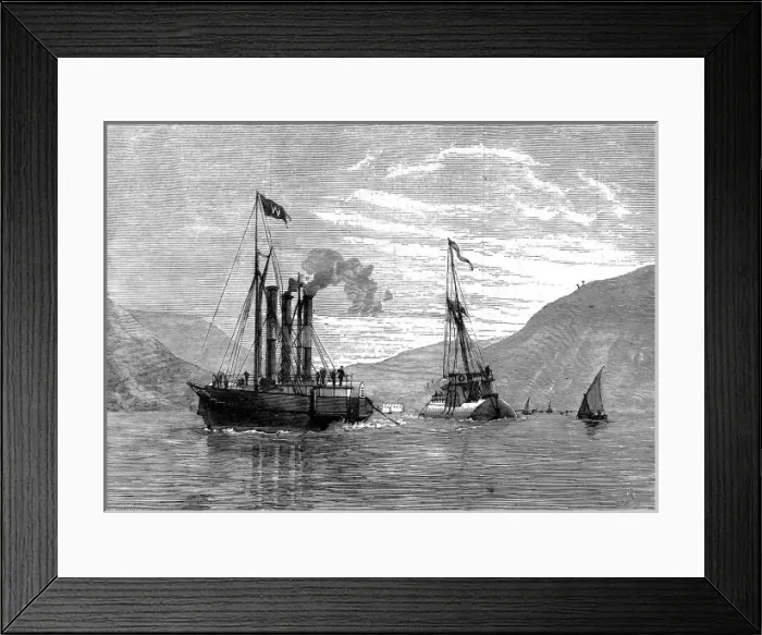 Framed Print : Tug Anglia and Obelisk Ship Cleopatra, off Ferrol, 1878 Framed Print : Tug Anglia and Obelisk Ship Cleopatra, off Ferrol, 1878