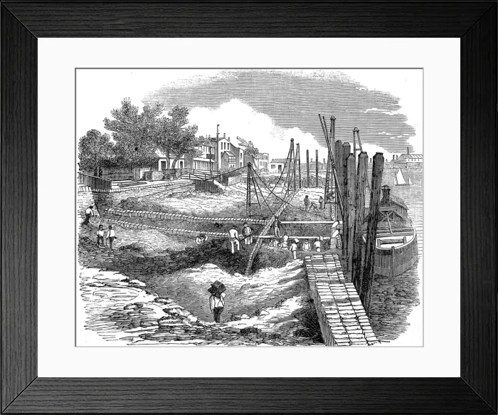 Framed Print : Construction of the Chelsea Embankment, London, 1857 Framed Print : Construction of the Chelsea Embankment, London, 1857