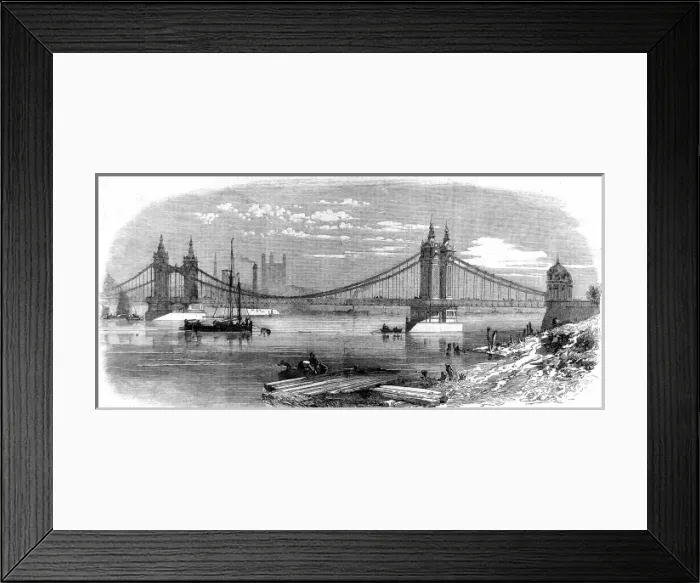Framed Print : Chelsea Bridge, London, 1858 Framed Print : Chelsea Bridge, London, 1858