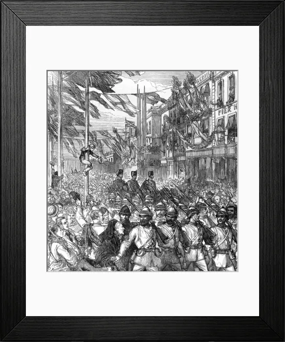 Framed Print : The Ashanti War (1873-74) - British forces arrive home Framed Print : The Ashanti War (1873-74) - British forces arrive home
