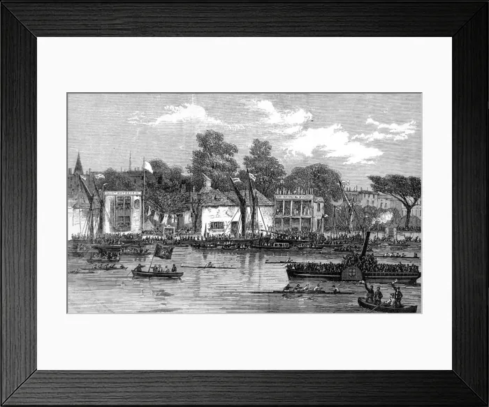 Framed Print : The Finish of the Race for Doggetts Coat and Badge, London Framed Print : The Finish of the Race for Doggetts Coat and Badge, London