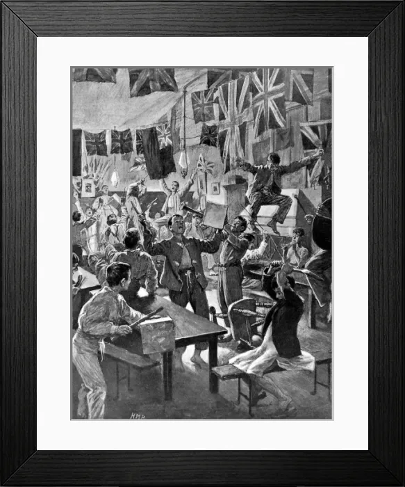 Framed Print : Boys at Charterhouse celebrating the Relief of Mafeking, 190 Framed Print : Boys at Charterhouse celebrating the Relief of Mafeking, 190