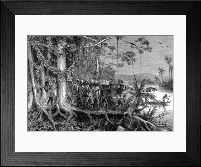 Framed Print : The Ashanti War (1873-74) - Native carriers crossing mangrov Framed Print : The Ashanti War (1873-74) - Native carriers crossing mangrov