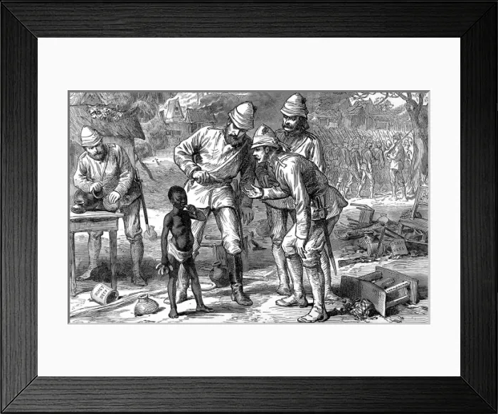 Framed Print : A young boy with British officers in Kumasi, 1874 Framed Print : A young boy with British officers in Kumasi, 1874
