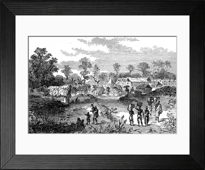 Framed Print : The town of Yancomassie-Assin, 1874 Framed Print : The town of Yancomassie-Assin, 1874