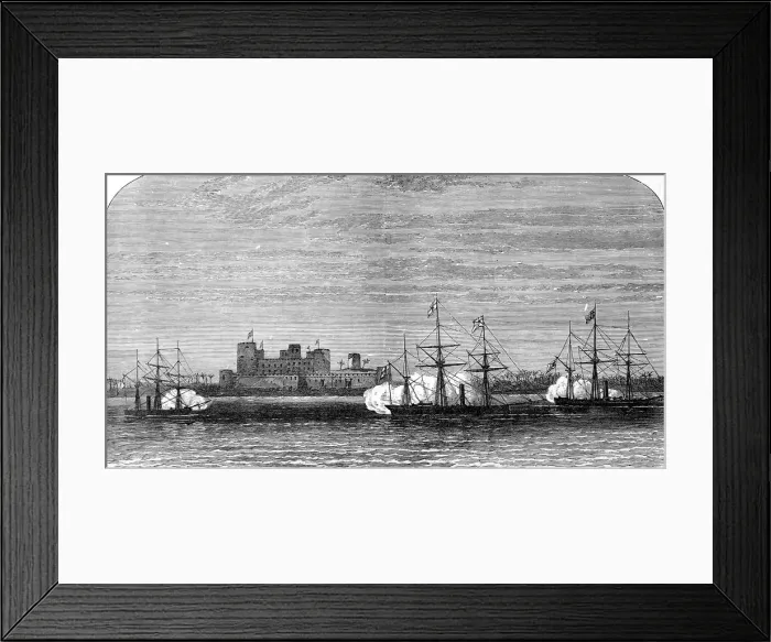 Framed Print : Bombardment of Fort Masnaah, Gulf of Oman, 1874